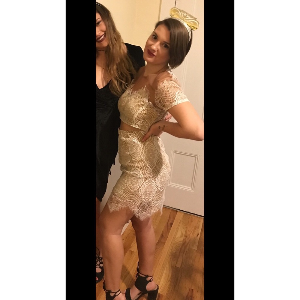 Trendy lace two piece set